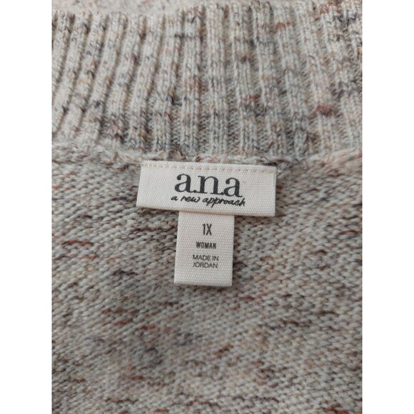 a.n.a Plus Women's Size 1X Long Sleeve Button Open Front Cardigan Tan Oatmeal - Picture 10 of 14